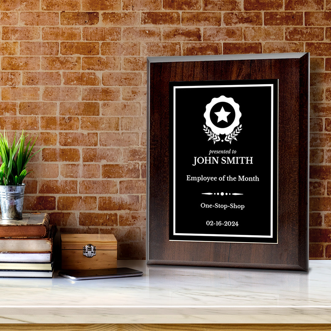 Employee Of The Month Customizable Award Plaque |Easel Mount Option | Recognition of Achievement and Service Personalizable Plaques