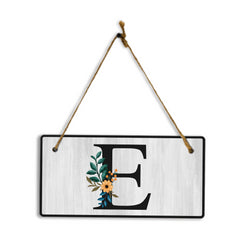 E Flower Decor 5x10 Hanging Wall or Door Sign | Alphabet Letter Room Decoration