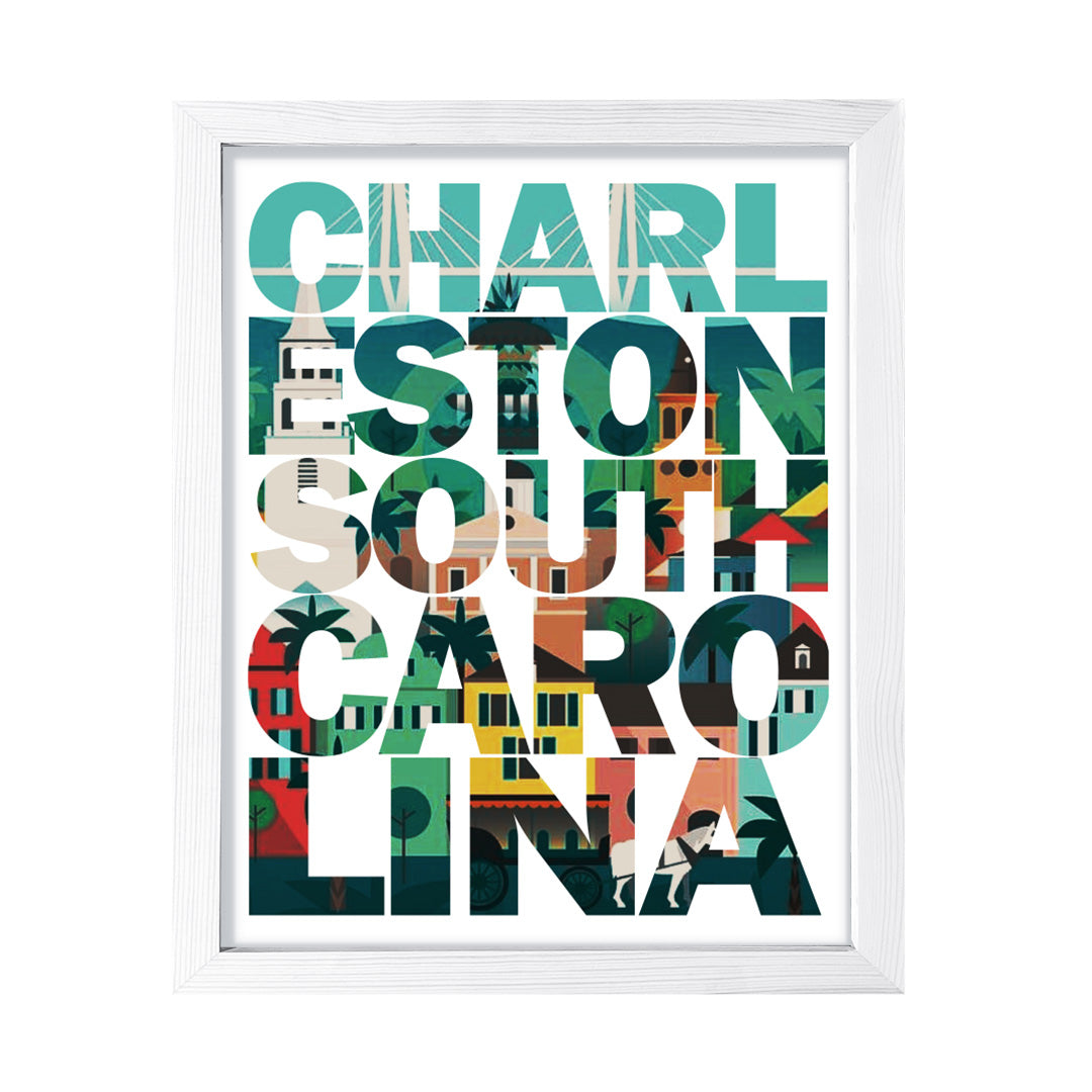 Designs ByLITA Charleston, South Carolina Inspirational, Wall Print Art | American Cities Stylish Home Decoration (Unframed or Framed)