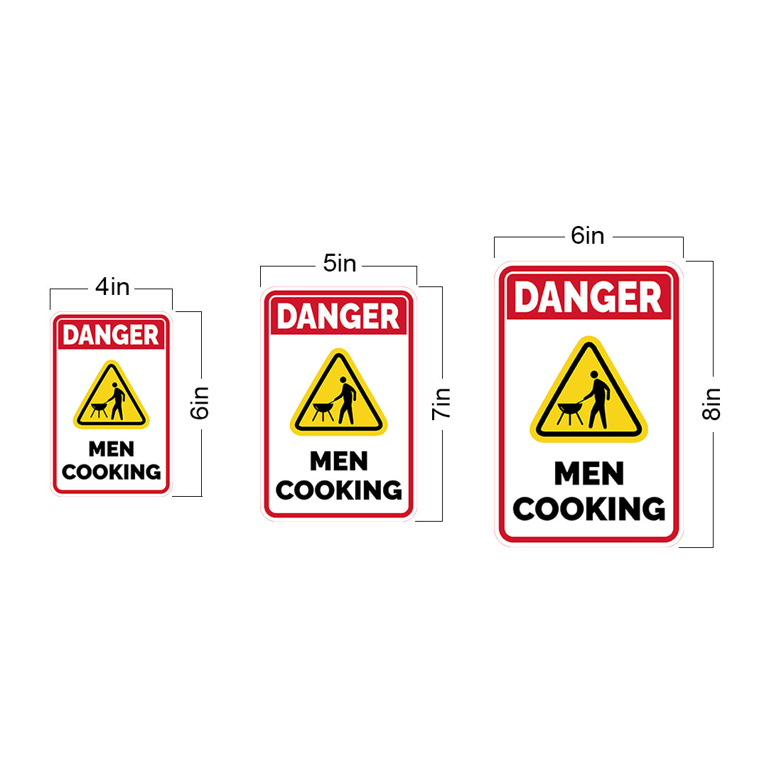 Portrait Round Plus Danger Men Cooking (BBQ) Wall or Door Sign | Easy Installation | Funny Novelty Imitation Warning Signs