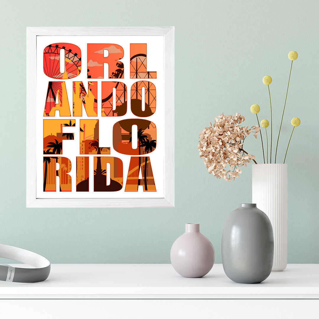 Designs ByLITA Orlando, Florida Inspirational, Wall Print Art | American Cities Stylish Home Decoration (Unframed or Framed)