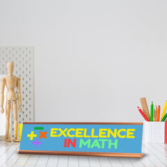 Signs ByLITA Excellence in Math Award, Gold Frame, Desk Sign (2x8")