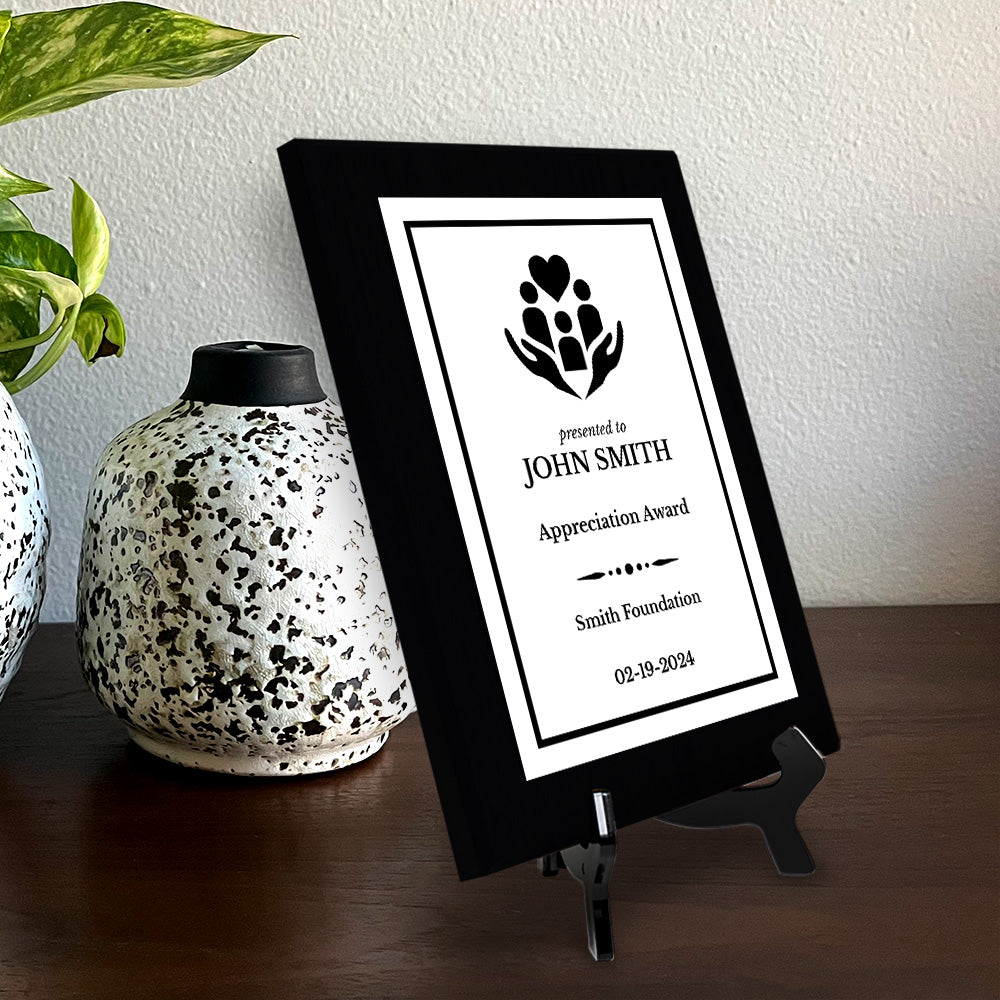 Donor and Patron Gratitude Customizable Black Frame Award Plaque | Easel Mount Option | Recognition and Service Personalizable Plaque