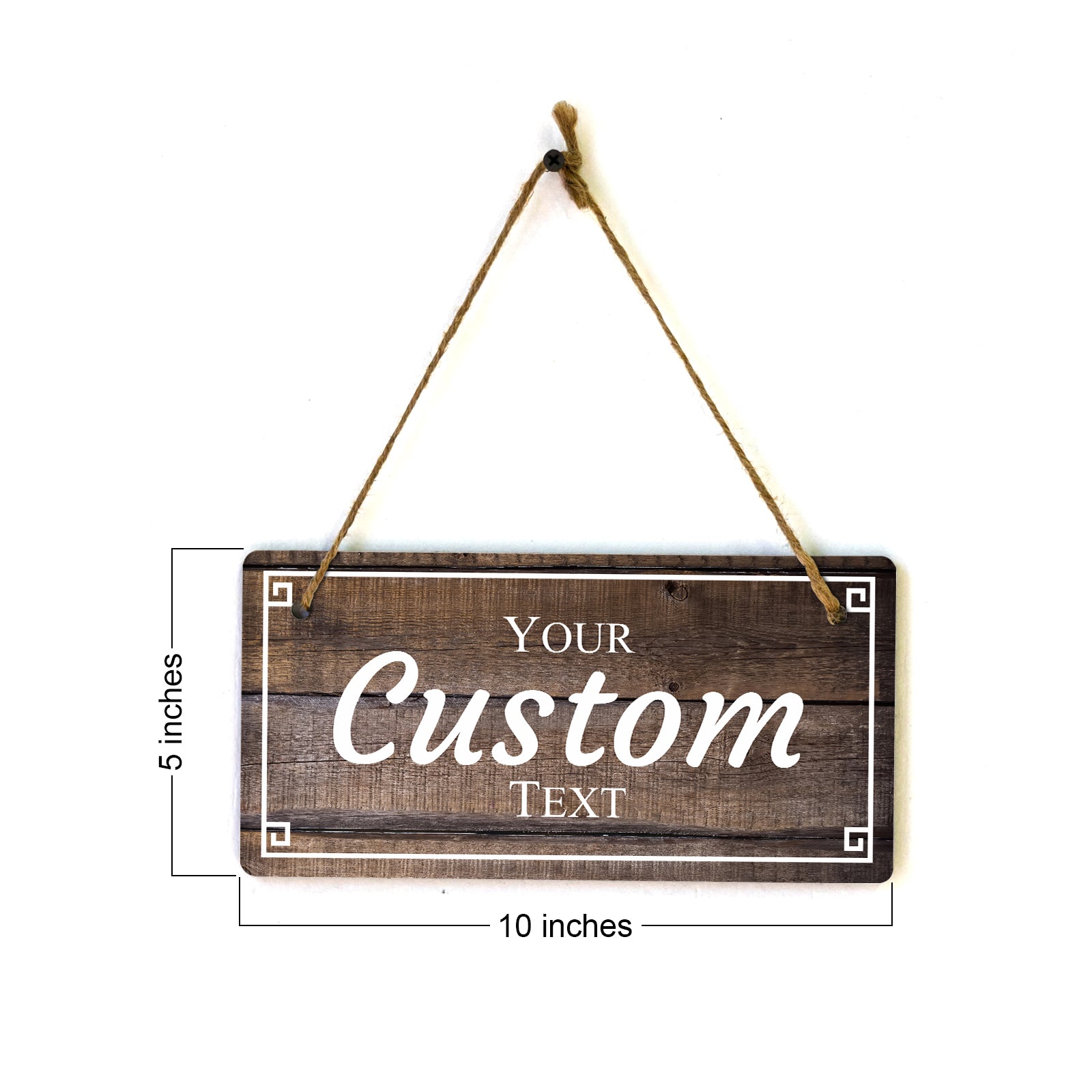 Signs ByLITA Customizable 5 x 10” Square Border Hanging Wall or Door Sign | Rustic Twine | Stylish Personalized Greeting Sign | Home or Business Personalized Signage