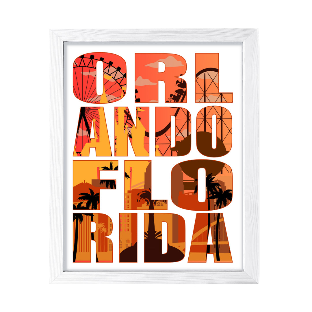 Designs ByLITA Orlando, Florida Inspirational, Wall Print Art | American Cities Stylish Home Decoration (Unframed or Framed)