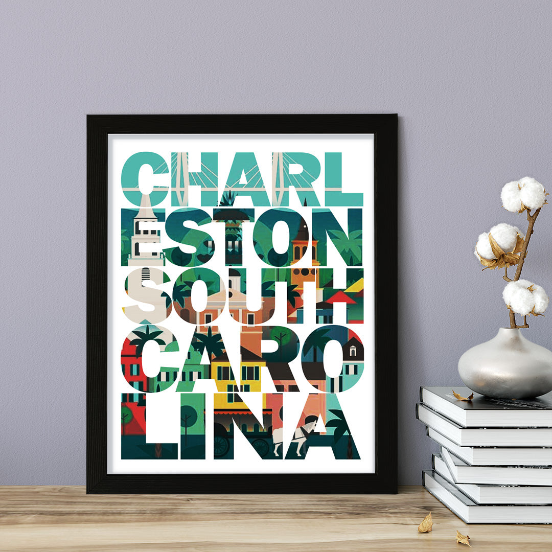 Designs ByLITA Charleston, South Carolina Inspirational, Wall Print Art | American Cities Stylish Home Decoration (Unframed or Framed)