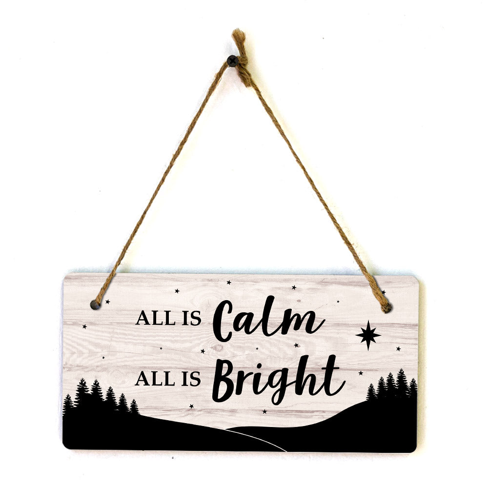 All Is Calm All Is Bright 5x10 Hanging Plus Wall or Door Sign | Christmas Home Decor