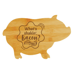 What’s shakin’, bacon? (13.75 x 8.75") Pig Shape Cutting Board | Funny Decorative Kitchen Chopping Board