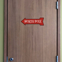 Arrow Shape Plus North Pole 12x4" Wall or Door Sign | Christmas Holiday Decoration