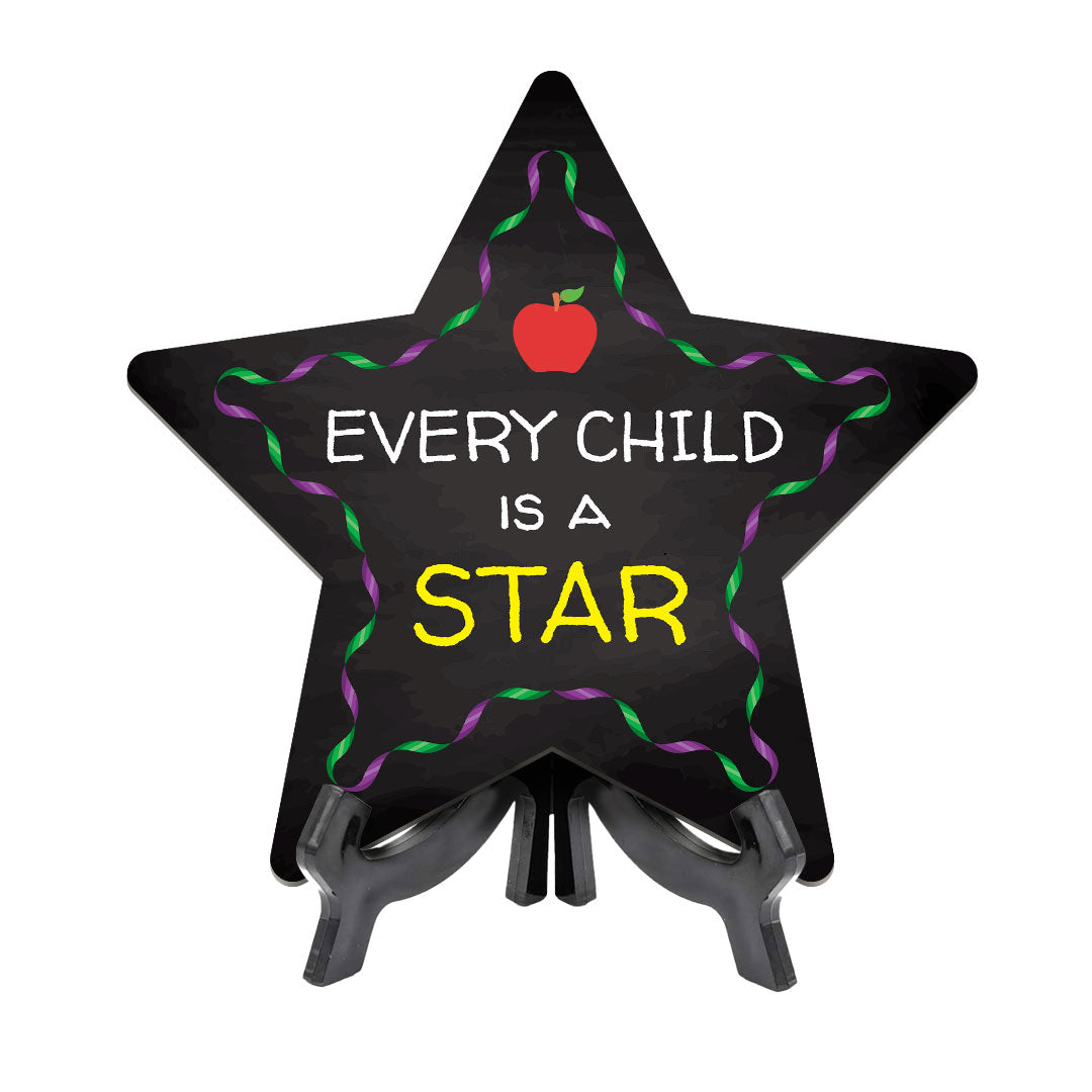 Sign ByLITA Every Child is a Star Star Table Sign with Acrylic Stand (7.5x7.5“) Development | Kindergarten Classroom Essentials | Nurture Young Minds | Fun & Educational Supplies | Easy to Read | Includes Easel Stand