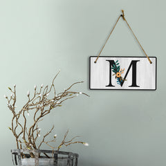 M Flower Decor 5x10 Hanging Wall or Door Sign | Alphabet Letter Room Decoration