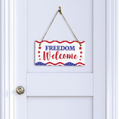 Freedom Welcome 5x10 Hanging Plus Wall or Door Sign | American Pride