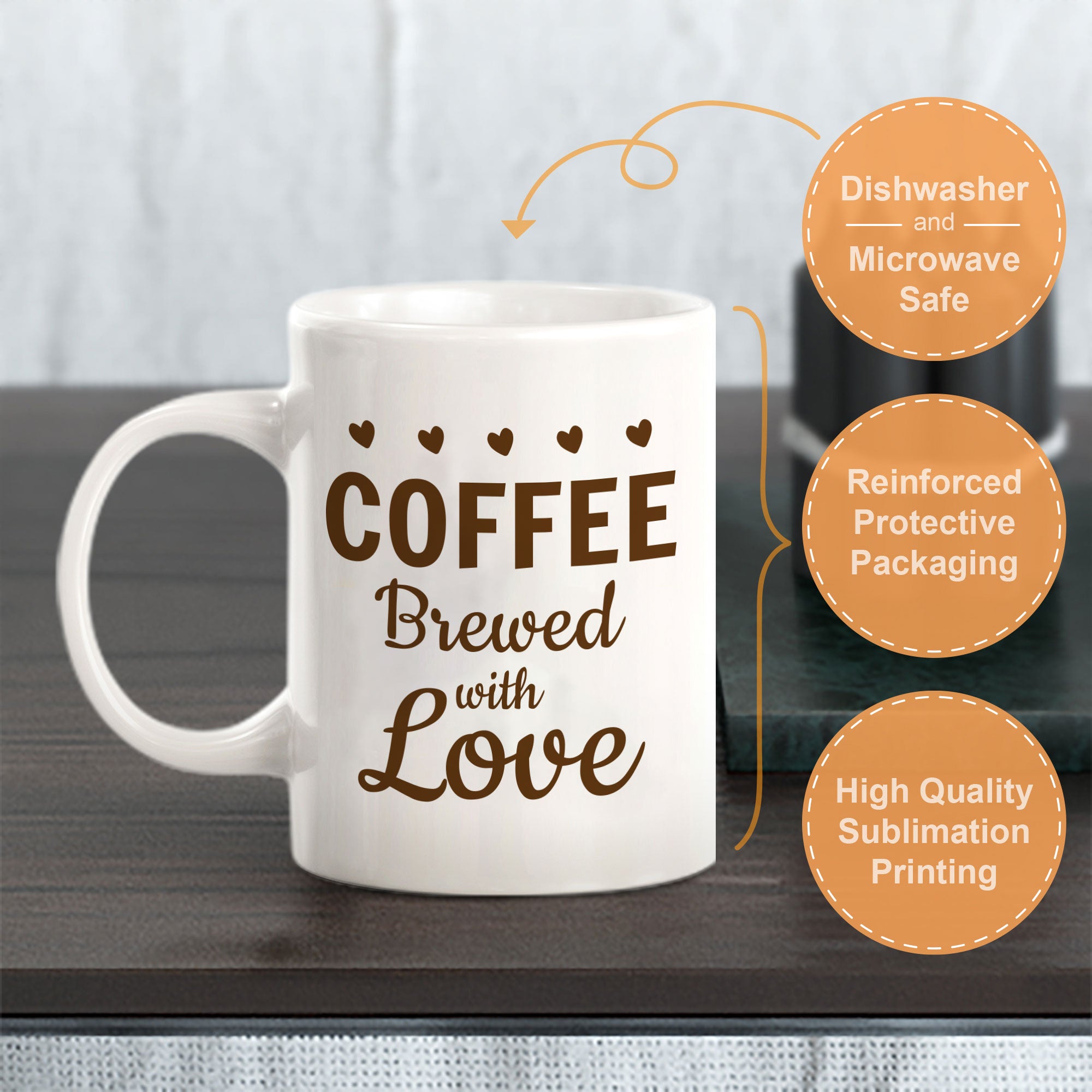 Designs ByLITA Coffee: Brewed with Love Office Workspace Home Family 11oz Plastic/Ceramic Coffee Mug