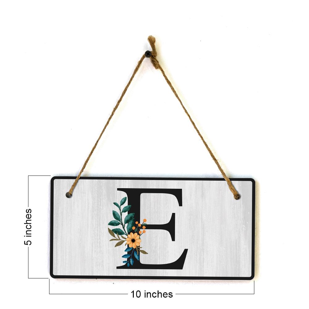 E Flower Decor 5x10 Hanging Wall or Door Sign | Alphabet Letter Room Decoration