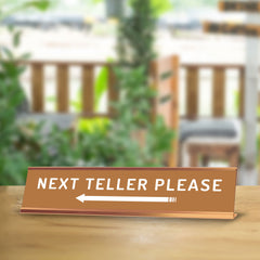 Next Teller Please (Left Arrow) 2 x 10" Desk Sign | Office & Shops