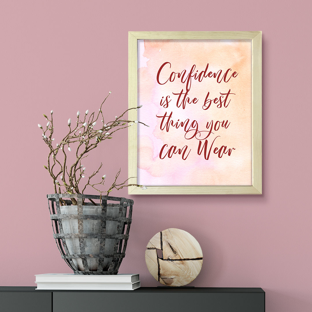 Confidence is the best thing you can wear, Inspirational Watercolor Framed Wall Art