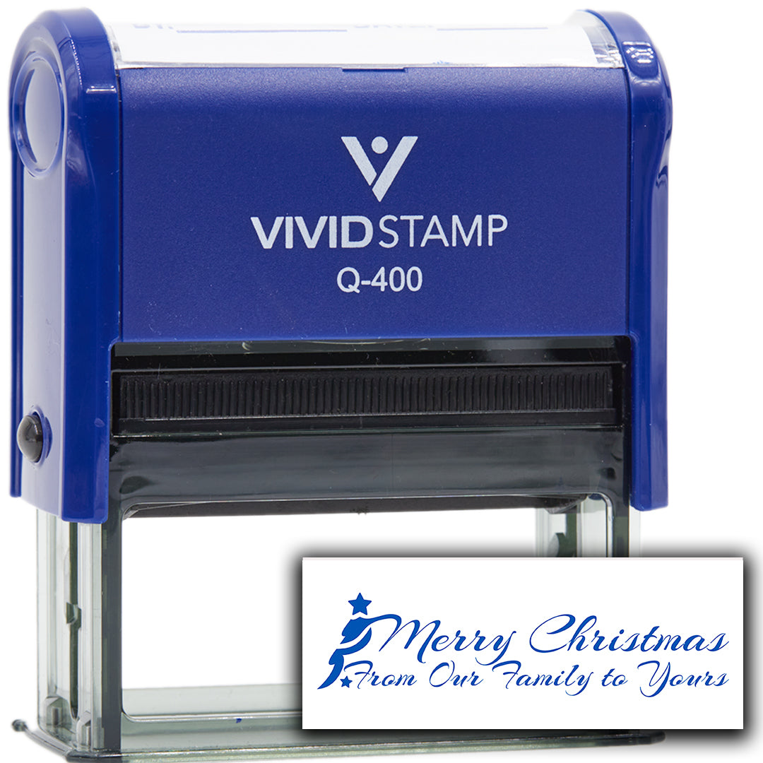 All Quality Merry Christmas From Our Family to Yours Self-Inking Rubber Stamp | Christmas Gift Stamp | Festive Season