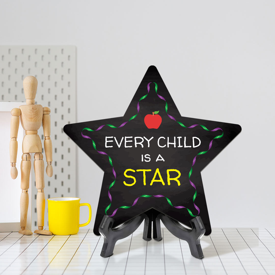 Sign ByLITA Every Child is a Star Star Table Sign with Acrylic Stand (7.5x7.5“) Development | Kindergarten Classroom Essentials | Nurture Young Minds | Fun & Educational Supplies | Easy to Read | Includes Easel Stand