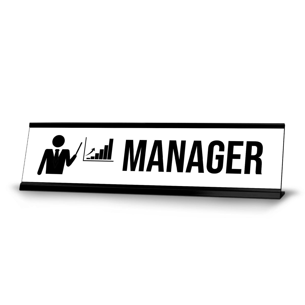 Manager, BW Black Frame Desk Sign (2x8¨)