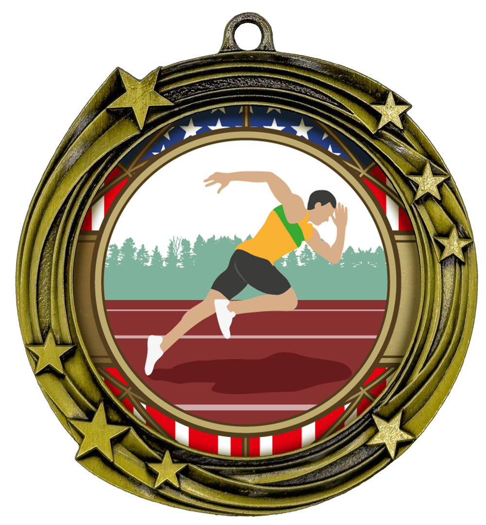 All Quality Stars Design Track and Field Medal ( male) - 1st, 2nd, 3rd Place