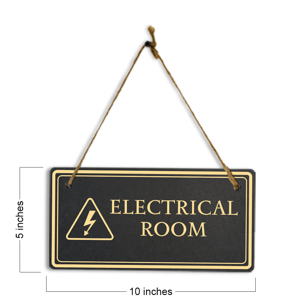 Electrical Room 5x10 Hanging Plus Wall or Door Sign | Rustic Twine | Workplace Safety Signage