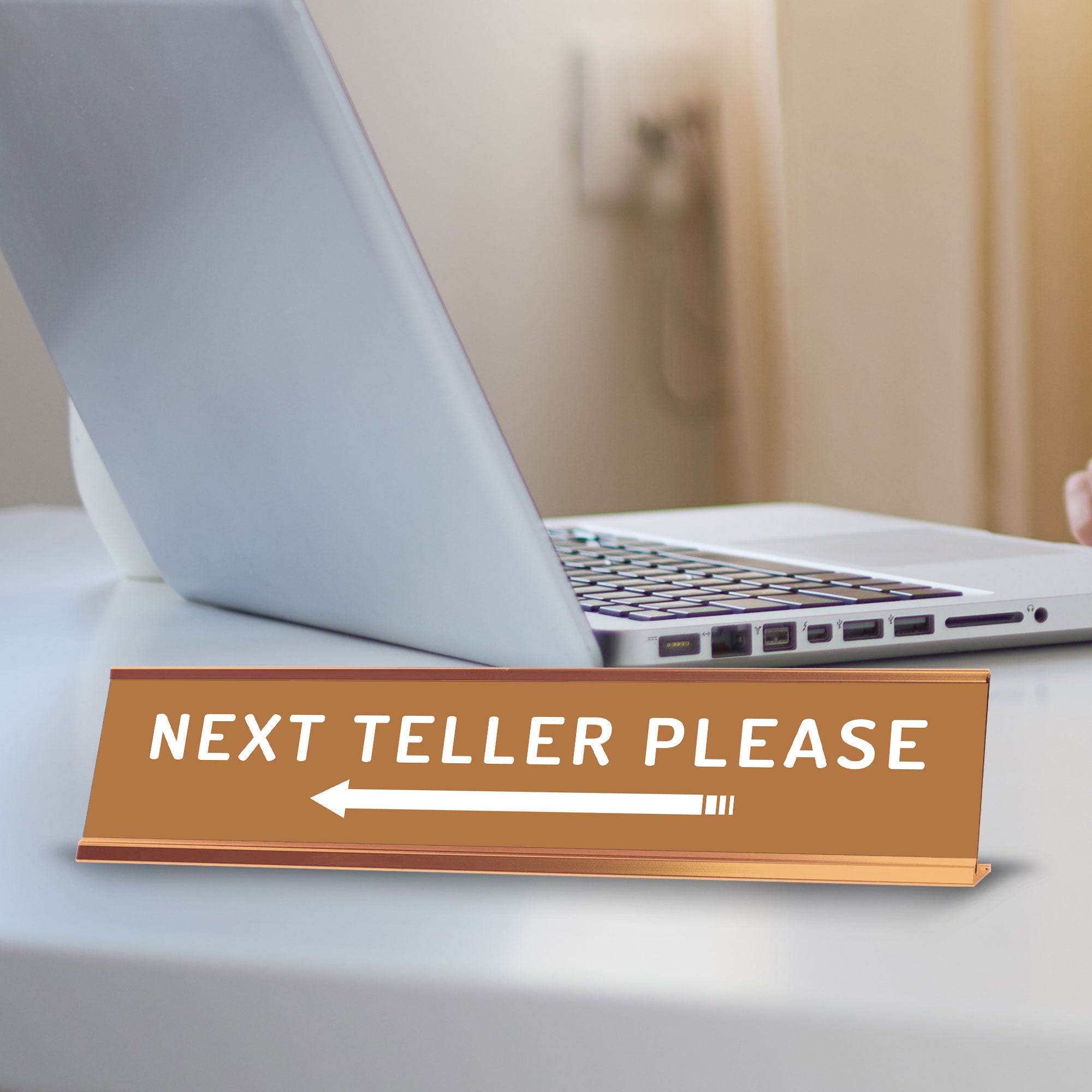 Next Teller Please (Left Arrow) 2 x 10" Desk Sign | Office & Shops