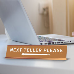 Next Teller Please (Left Arrow) 2 x 10" Desk Sign | Office & Shops