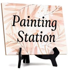 Signs ByLITA Painting Station Wedding Decoration Table Sign with Acrylic Stand (6x8“)