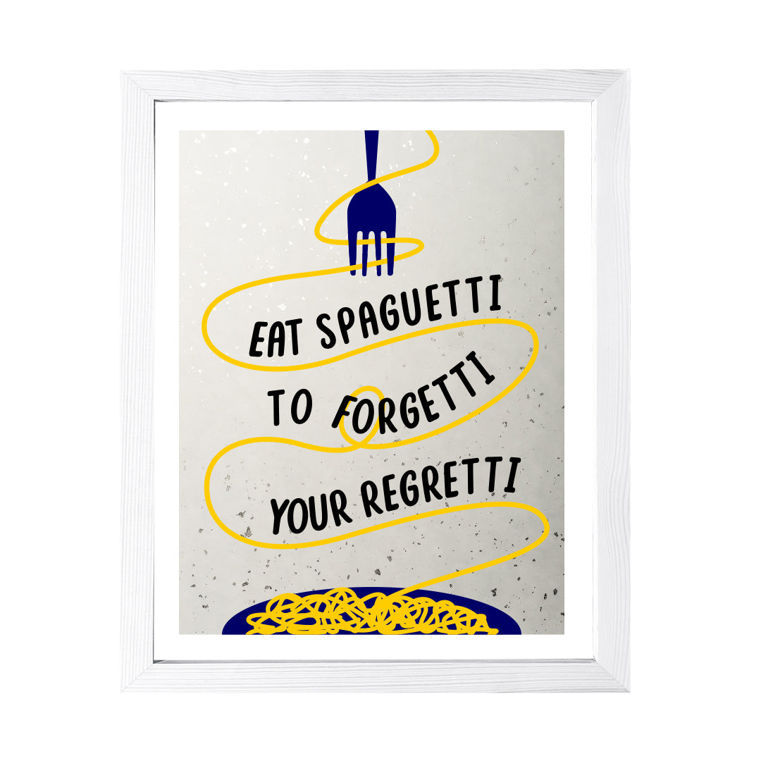 Designs ByLITA Eat Spaghetti To Forgetti Your Regretti, Wall Print Art | Retro Kitchen Decoration