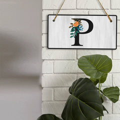 P Flower Decor 5x10 Hanging Wall or Door Sign | Alphabet Letter Room Decoration