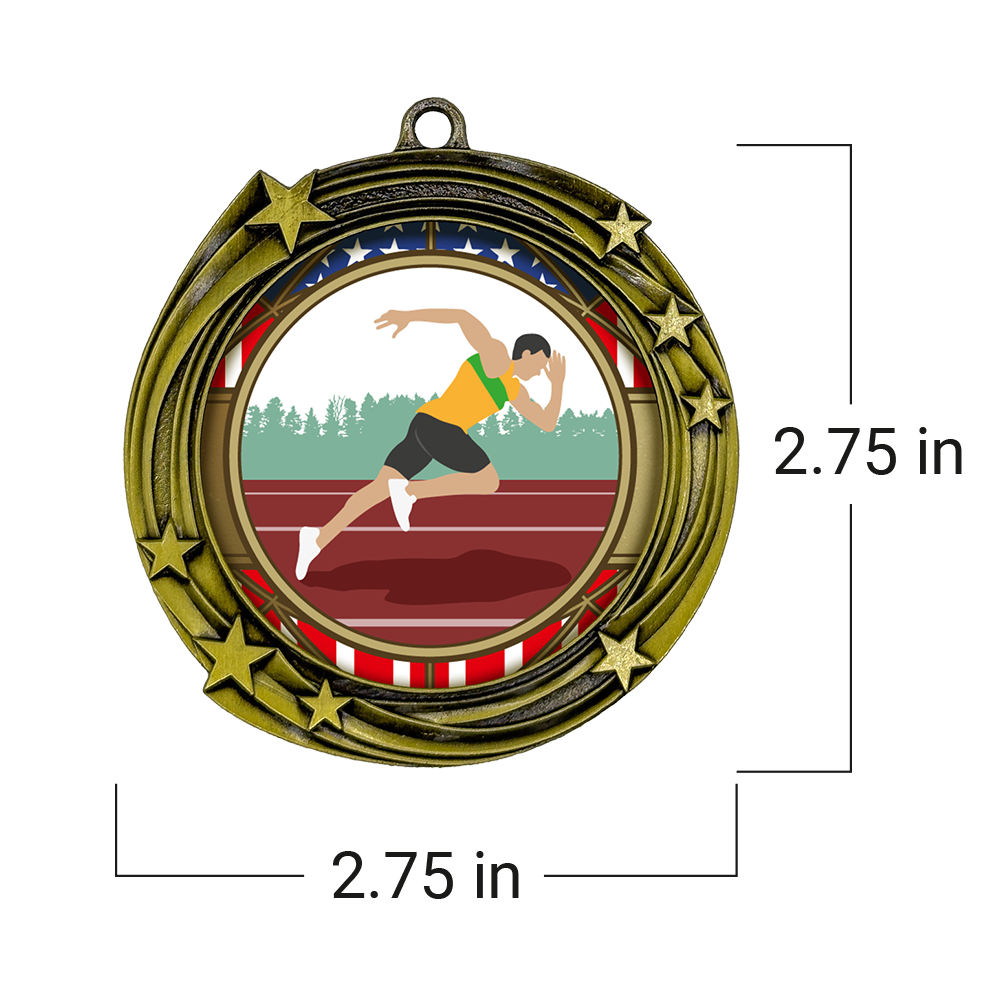 All Quality Stars Design Track and Field Medal ( male) - 1st, 2nd, 3rd Place