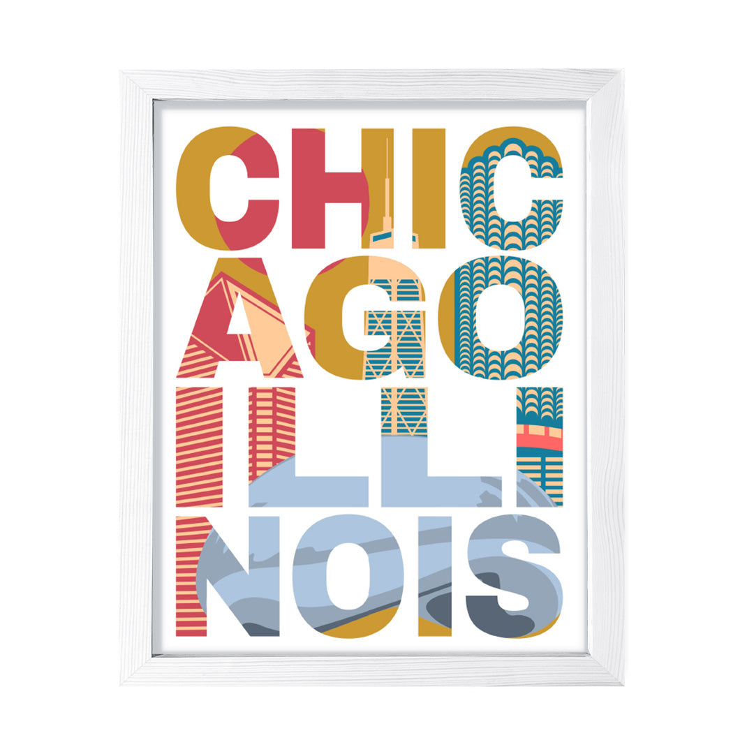 Designs ByLITA Chicago, Illinois Inspirational, Wall Print Art | American Cities Stylish Home Decoration (Unframed or Framed)