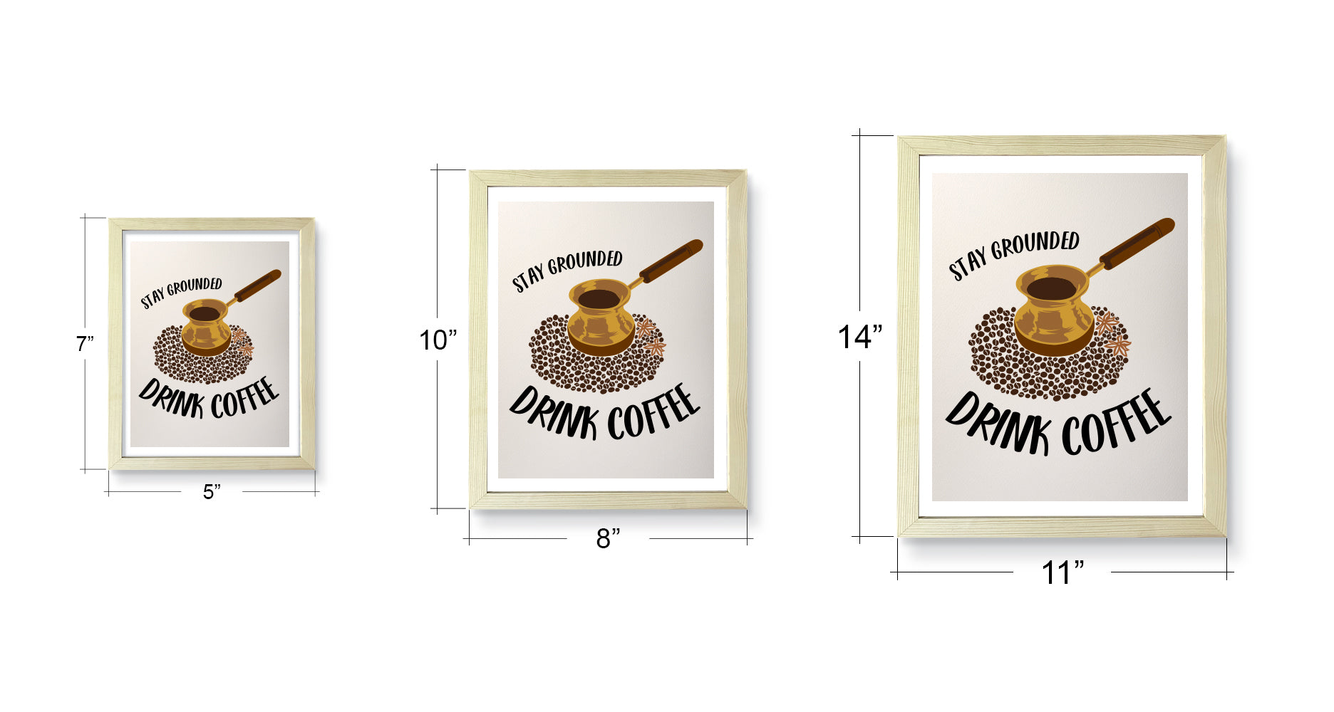 Designs ByLITA Stay Grounded Drink Coffee, Wall Print Art | Coffee Retro Kitchen Decoration