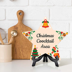 Customizable Christmas Star Shape Table Sign With Acrylic Stand (6” x 5.75”) | Holiday Indoor Decoration