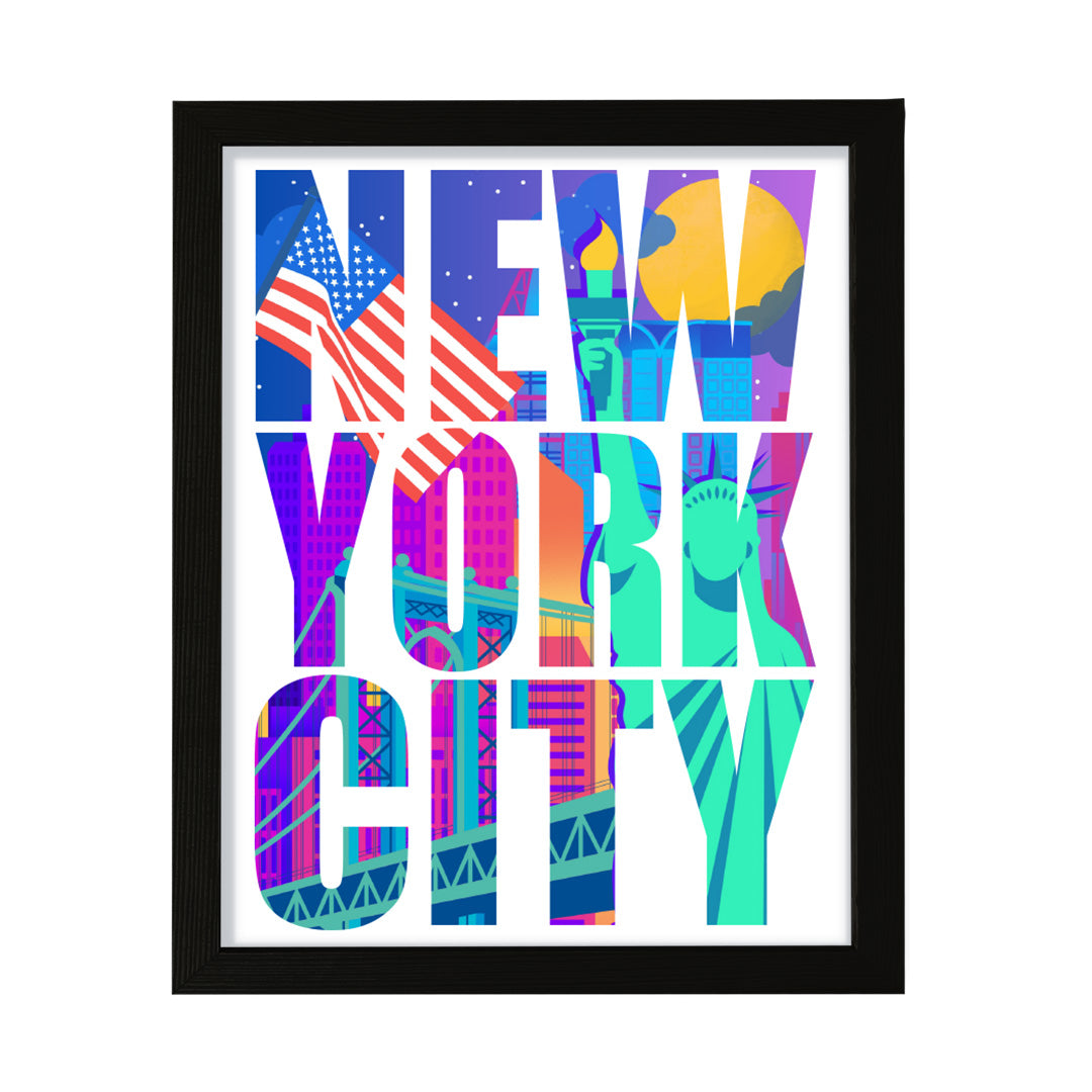 Designs ByLITA New York City Inspirational, Wall Print Art | American Cities Stylish Home Decoration (Unframed or Framed)