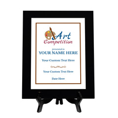 Art Competition Customizable Black Frame Award Plaque | Easel Mount Option | Achievement and Recognition Personalizable Plaques