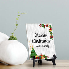 Customizable Christmas Table Sign With Acrylic Stand (6” x 8”) | Holiday Indoor Decoration