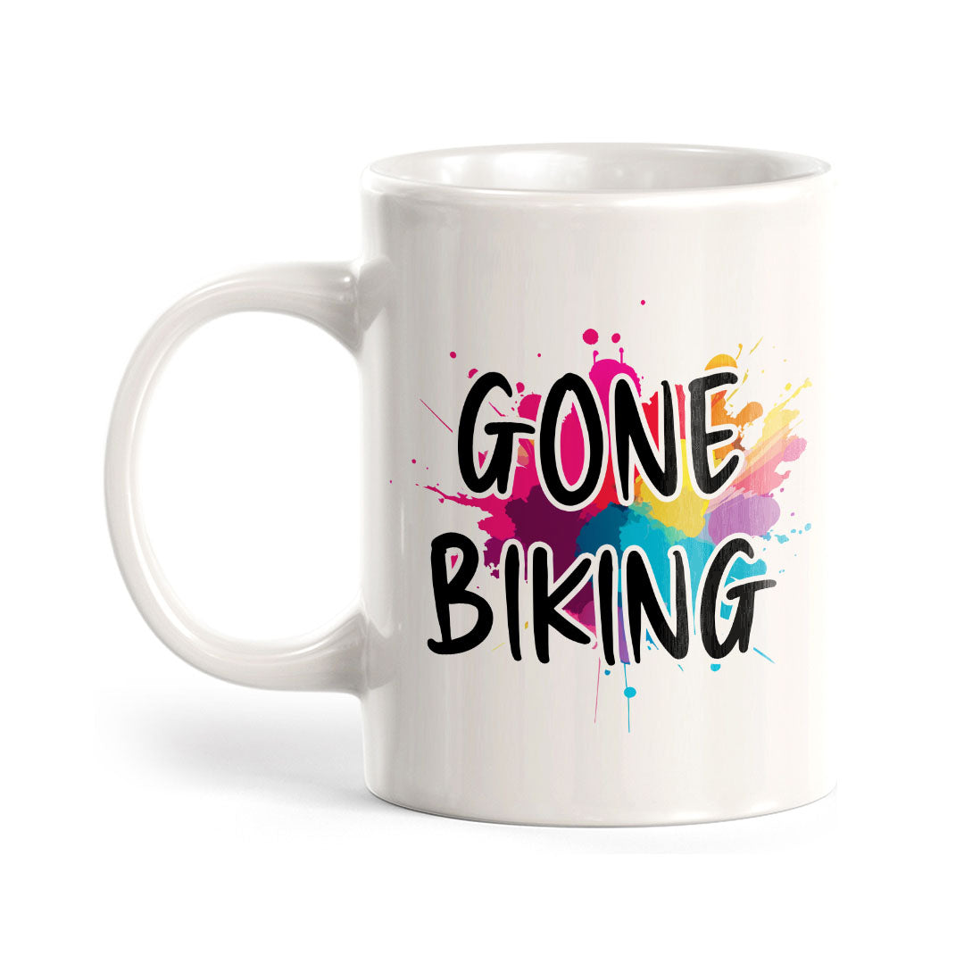 Gone Biking 11oz Plastic or Ceramic Mug | Funny Sporty Cup