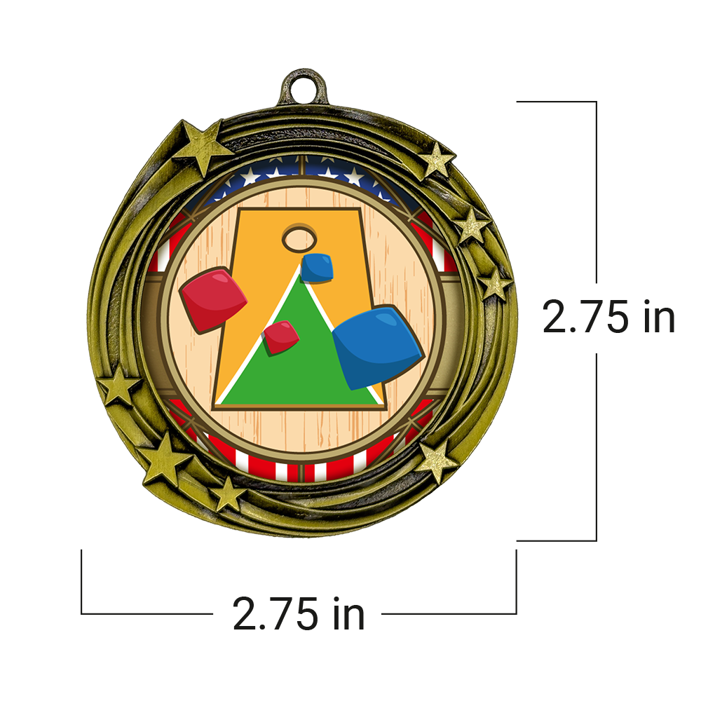 All Quality Stars Design Cornhole Medal | Competition | High Quality Metal Medal - 1st, 2nd, 3rd Place