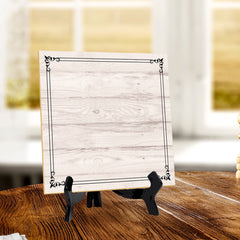 Customizable (5 x 5”) Square Rustic Wood Table Sign with Black Acrylic Easel | Personalized Sign with Multiple Rustic Wood Color Options for Home, Events, & More