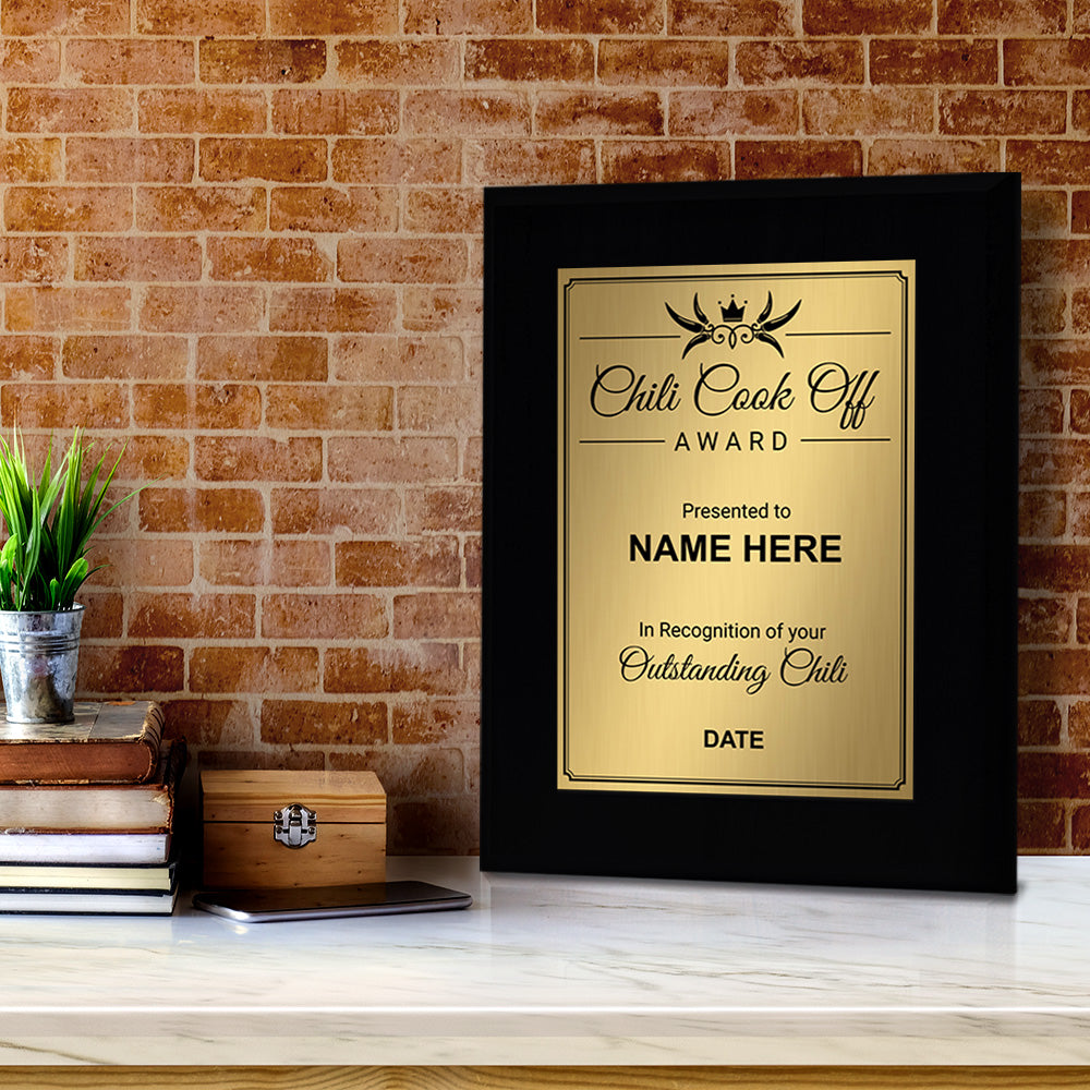 Signs ByLITA Customizable Chili Cook Off Award Wooden Plaque Award with Easel Stand, Engraved Gift for Chili Cook Off Competitions, Cooking Events and Cooking Awards