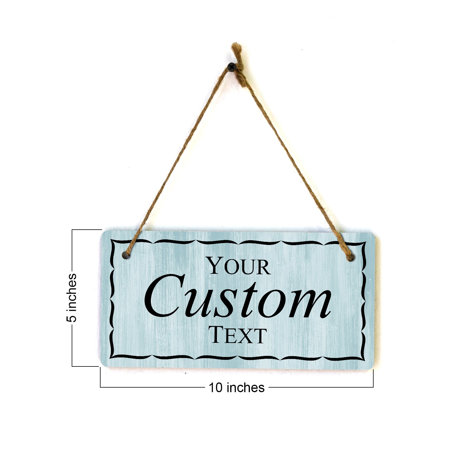 Signs ByLITA Customizable 5 x 10” Wreath Border Hanging Wall or Door Sign | Rustic Twine | Stylish Personalized Greeting Sign | Home or Business Personalized Signage