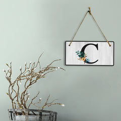 C Flower Decor 5x10 Hanging Wall or Door Sign | Alphabet Letter Room Decoration