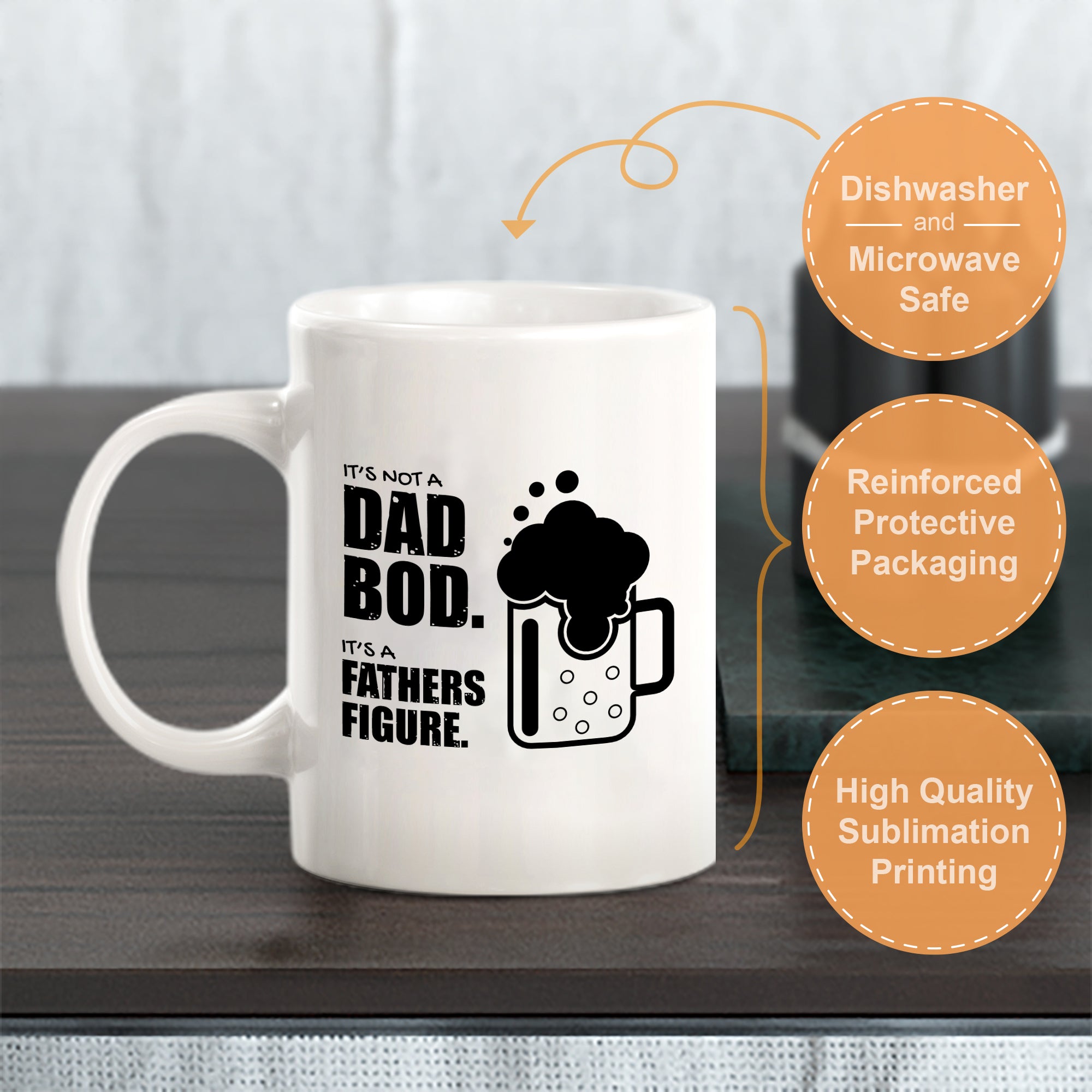 It's Not A Dad Bod. It's A Father Figure. 11oz Plastic or Ceramic Coffee Mug | Funny Office & Home Cups