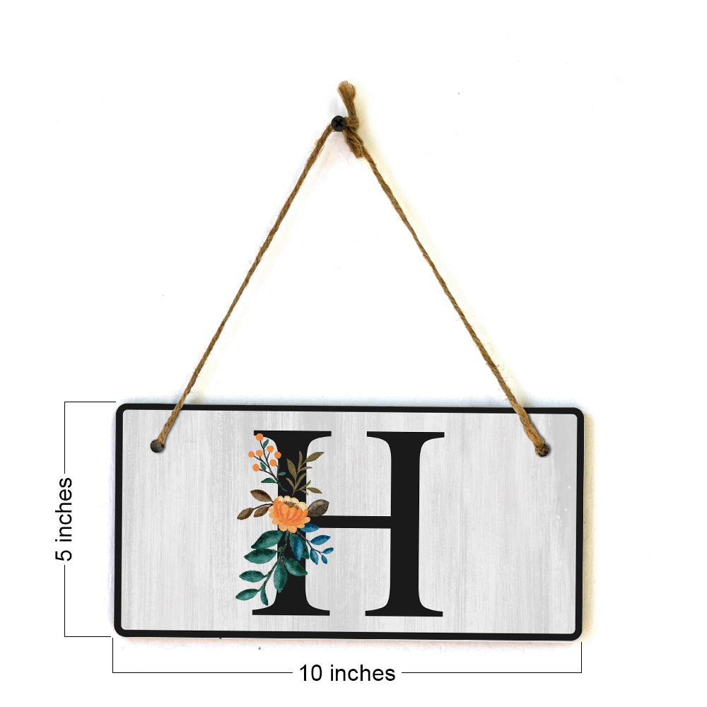 H Flower Decor 5x10 Hanging Wall or Door Sign | Alphabet Letter Room Decoration