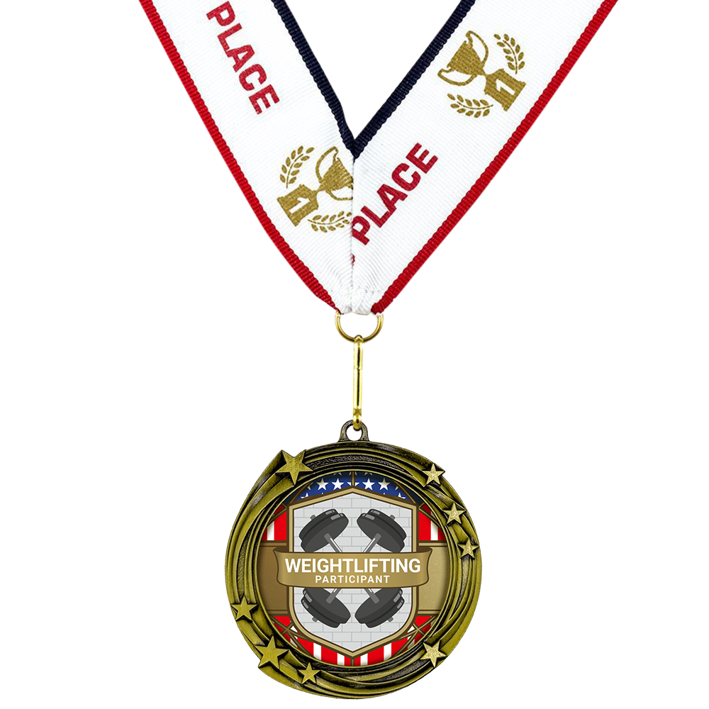 All Quality Stars Design Weightlifting Medal | Competition | High Quality Metal Medal - 1st, 2nd, 3rd Place