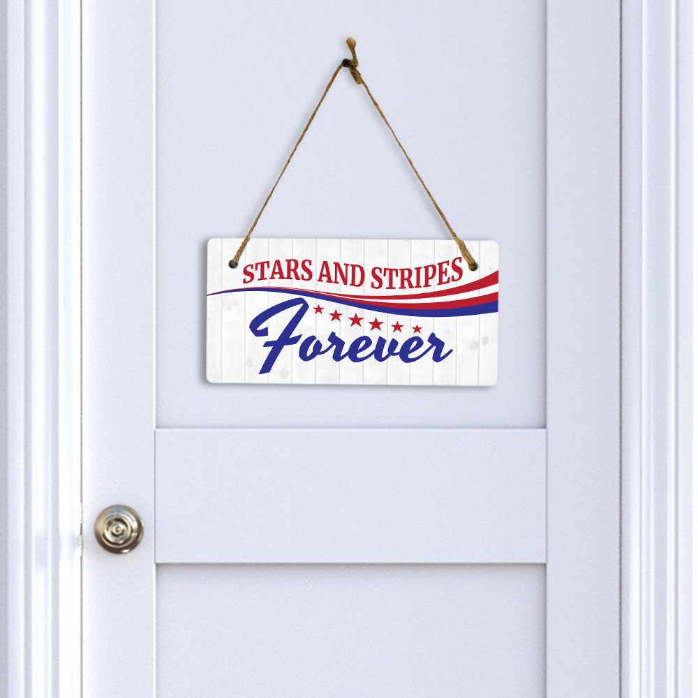 Stars And Stripes Forever 5x10 Hanging Plus Wall or Door Sign | American Pride