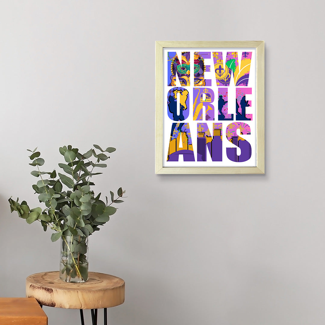 Designs ByLITA New Orleans, Louisiana Inspirational, Wall Print Art | American Cities Stylish Home Decoration (Unframed or Framed)