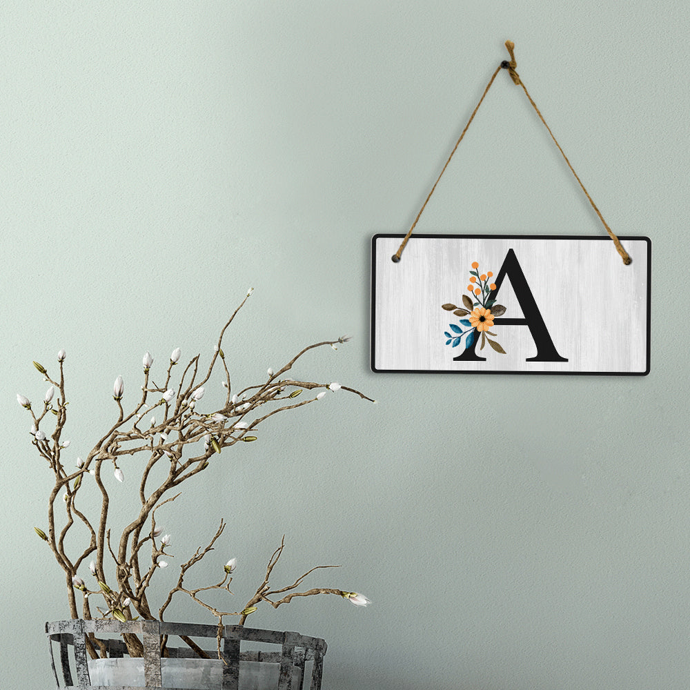 A Flower Decor 5x10 Hanging Wall or Door Sign | Alphabet Letter Room Decoration