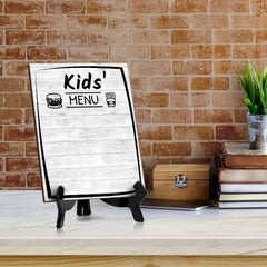 Kids' Menu 6x8 Dry Wipe Table Sign Easy Installation | Restaurant & Bar | Perfect To Clearly Direct Customers & Advertise Specials | No Pen Included